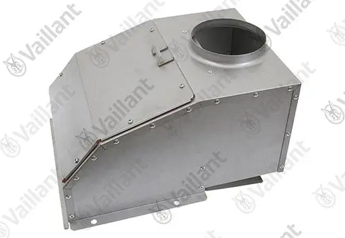 Abgassammler aus Metall von Vaillant mit gebogener Form und einer runden Öffnung an der Oberseite.